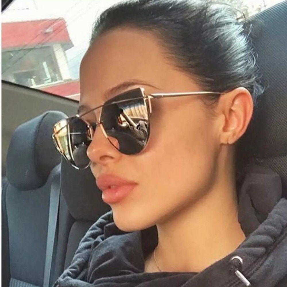 🆕Large Oversized Cat Eye Sunglasses Mirrored Lens